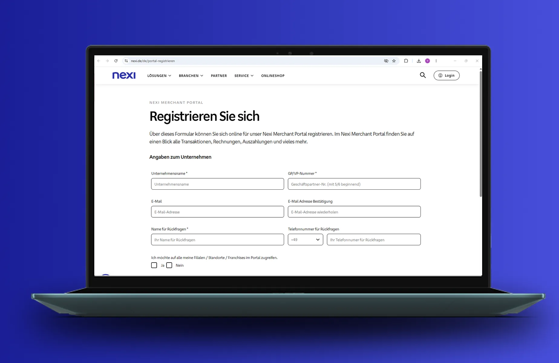 Zum Portal registrieren
